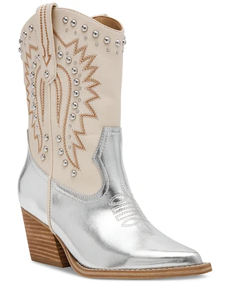 Dv Dolce Vita Women's Aledo Contrast Stitch Studded Cowboy Boots