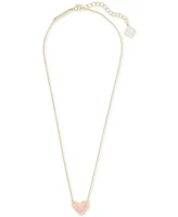 14K Gold Plated and Genuine Stone Kendra Scott Ari Heart Pendant Necklace