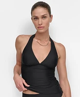 Dkny Women's Halter V-Neck Shirred Tankini Top