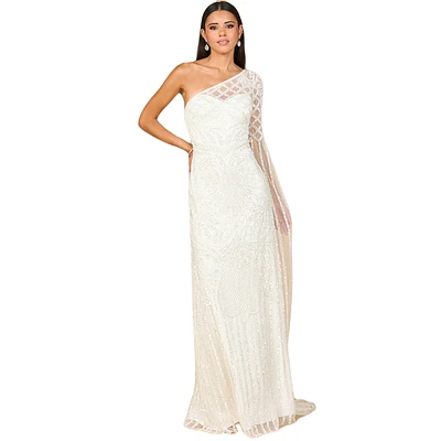 Lara Women's One Sleeve Beaded Gown