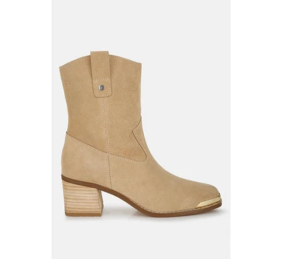 Rag & Co Emberly Suede Square Toe Ankle Boots