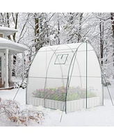 Sugift 6 x 6 x 6.6 Ft Outdoor Wall-in Tunnel Greenhouse-White