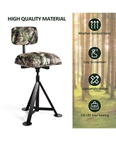 Sugift Swivel Hunting Chair Tripod Blind Stool with Detachable Backrest