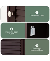 Sugift Bathroom Wall Mount Storage Cabinet Single Door with Height Adjustable Shelf-Rustic Brown