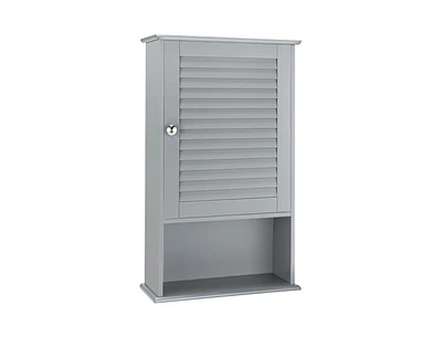 Sugift Bathroom Wall Mount Storage Cabinet Single Door with Height Adjustable Shelf-Gray