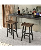 Sugift 29 Inch Solid Wood Saddle-Seat with Curved Seat Surface and Comfortable Footrests