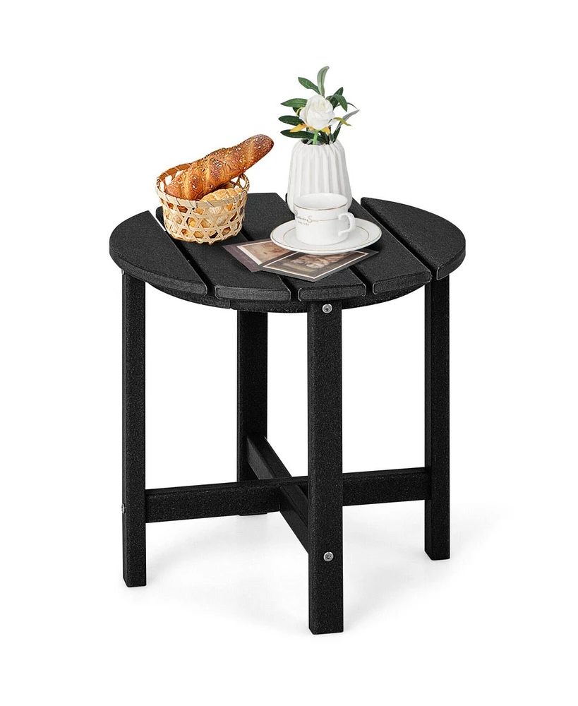 Sugift 18 Inch Round Weather-Resistant Adirondack Side Table-Black