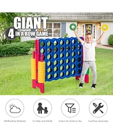 Sugift Jumbo 4-to-Score Giant Game Set with 42 Jumbo Rings and Quick-Release Slider-Red