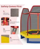 Sugift 7 Feet Kids Recreational Bounce Jumper Trampoline-Red