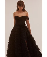 Milla Women's Timeless One-Shoulder Frill-Layered Ball Gown Black