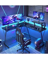 Mr Ironstone L-Shaped Desk 50.8" Computer Corner Desk, Home Gaming Desk, Office Writing Workstation with Large Monitor Stand, Space-Saving, Easy to As