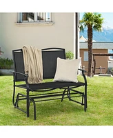Sugift Iron Patio Rocking Chair for Outdoor Backyard and Lawn-Black