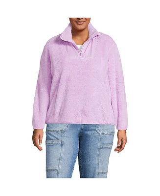 Lands' End Women's Plus Half Zip Cozy High Pile Fleece Pullover