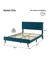 gaomon Full/Queen/King Size Upholstered Bed Frame, Velvet Bed Frame Queen With Adjustable Headboard, Platform Bed Frame And Headboard, Noise