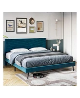 gaomon Full/Queen/King Upholstered Bed Frame, Velvet Frame Queen With Adjustable Headboard, Platform And Noise