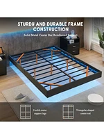 gaomon Floating Bed Frame With Led Lights, Modern Bed Frame, Upholstered Platform Bed Frame, No Box Spring Required, Easy To Assemble