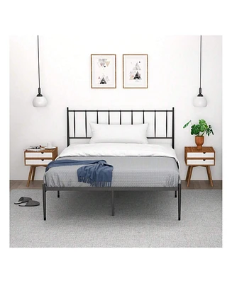 gaomon Bed Frame With Headboard, Metal Platform Bed Frame With Storage, No Box Spring Needed