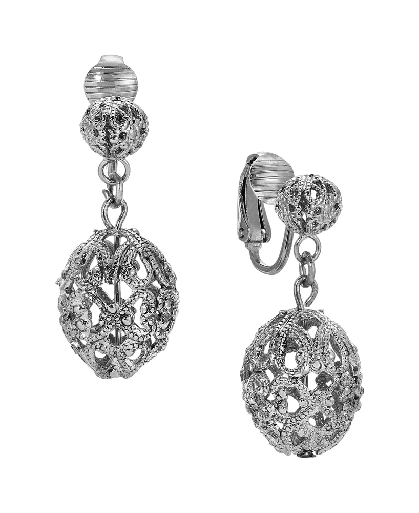 2028 Filigree Ball Clip Earrings