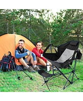 Gouun Hammock Camping Chair with Retractable Footrest and Carrying Bag-Black