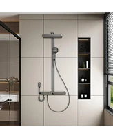 Mondawe Gun Grey 4-Functiom Shower Faucet System Set with Handheld Spray (Rough-in Value Included)