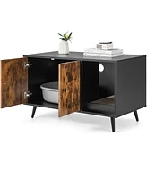Gouun Cat Litter Box Enclosure with Double Door Cabinet