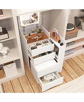 Famapy White Closet Drawer Vanity With Light Mirror And Stool
