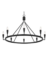 Possini Euro Design Covey Semi Gloss Black Ring Chandelier Lighting 35 3/4" Wide Modern Tapering Candles 8-Light Fixture for Dining Room House Foyer K