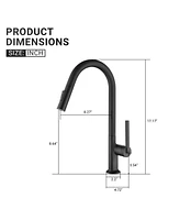 Mondawe Modern Single Handle Pull-Down Sprayer Kitchen Faucet in Matte Black