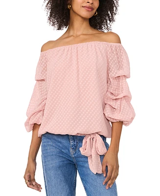 Vince Camuto Women's Textured Off-the-Shoulder Bubble-Sleeve Top