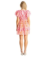 La Moda Clothing Women's Lace Trim Mini Shift Dress