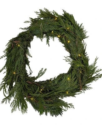 International Christmas Innovation Fresh Premier Cedar Garland with Warm Lights, 10'