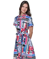 Karl Lagerfeld Paris Women's Printed Short-Sleeve Shirtdress