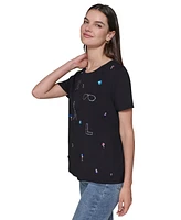 Karl Lagerfeld Paris Women's Embellished Logo Tee