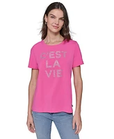 Karl Lagerfeld Paris Women's C'est La Vie Rhinestone Tee