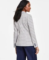 Liverpool Los Angeles Women's Check Fitted Notch-Collar Blazer
