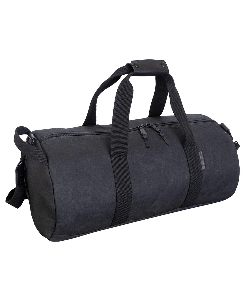 Boarding Pass Voyager 20"Waxed Canvas Shoe Pocket Duffel - Navy