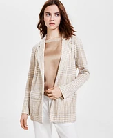 Liverpool Los Angeles Women's Plaid Boucle Boyfriend Blazer