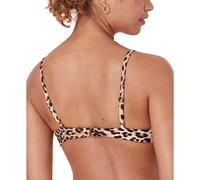 Women's Bonita Leopard-Print V-Neck O-Ring Bikini Top