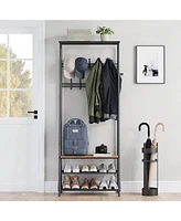 gaomon Hall Tree With Shoe Storage Bench, 4-In-1, Steel Frame With 10 Hooks for Entryway, Freestanding Coat Rack Stand