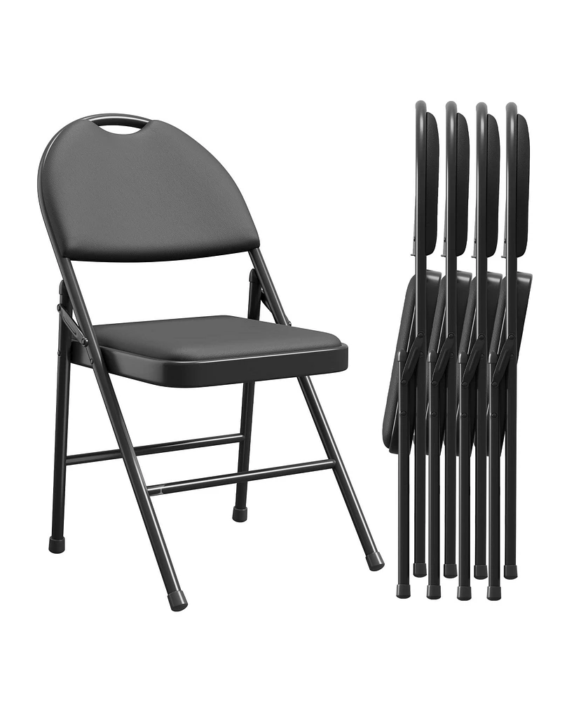 gaomon Folding Chairs 2 Pack, Metal Foldable Chair with Cushion and Non-Slip Feet Pads