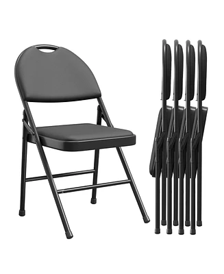 gaomon Folding Chairs 2 Pack, Metal Foldable Chair with Cushion and Non-Slip Feet Pads