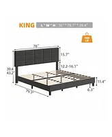 gaomon Platform Bed Frame, Linen Upholstered Bed Frame, Wooden Slats Support, No Box Spring Needed