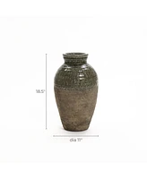 LuxenHome Rustic Brown Stoneware 18.5-Inch Tall Indoor and Outdoor Bud Vase