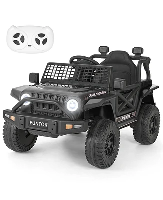 Funtok 12V 7AH Kids Ride on Truck, Electric Ride on Car Toy Battery Powered Truck Vehicle w/ Remote Control, bluetooth, Spring Suspension, MP3 Player