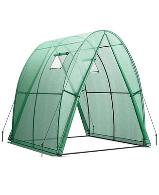 Sugift 6 x 6 x 6.6 Ft Outdoor Wall-in Tunnel Greenhouse-Green