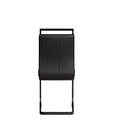 Modern Dining Chairs, Pu Faux Leather High Back Upholstered Side Chair with C-shaped Tube. Black Metal Legs for Dining Room Kitchen Vanity Patio Club
