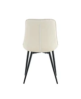 Streamdale Furniture Modern Creamy white Fabric Dining Chair with Stylish Grid Pattern