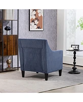 Streamdale Furniture Modern Accent Chair, Upholstered Armchair with Scooped Arms for Bedroom, Apartment, Studio, Office, Waiting Room(Blue Corduroy)