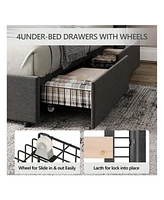 gaomon Full /Queen Bed Frame With 4 Storage Drawers