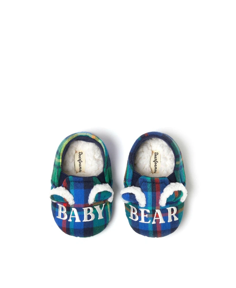 Dearfoams Baby Bear Plaid Closed Back Slipper